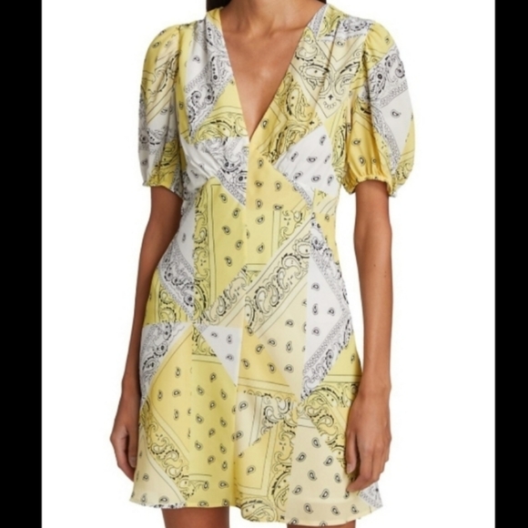 Staud Patchwork Bandana Canary Mini Dress (Size 4) - Picture 1 of 6